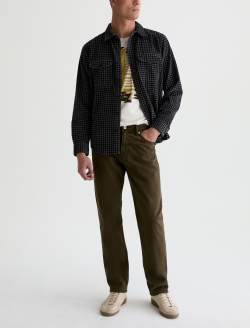 Everett Pant Sulfur Dirty Olive Sueded Sateen Slim Straight MENS BOTTOMS Photo 2