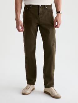 Everett Pant Sulfur Dirty Olive Sueded Sateen Slim Straight MENS BOTTOMS Photo 3
