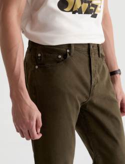 Everett Pant Sulfur Dirty Olive Sueded Sateen Slim Straight MENS BOTTOMS Photo 4