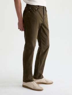 Everett Pant Sulfur Dirty Olive Sueded Sateen Slim Straight MENS BOTTOMS Photo 5