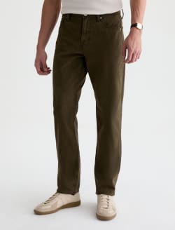 Everett Pant Sulfur Dirty Olive Sueded Sateen Slim Straight MENS BOTTOMS Photo 6