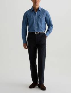 Archie Trouser Steel Grey Pinstripe Straight Chino MENS BOTTOMS Photo 2