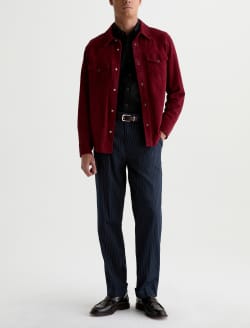 Archie Trouser Cobalt/Natural Stripe Straight Chino MENS BOTTOMS Photo 2