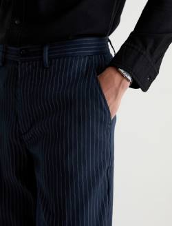 Archie Trouser Cobalt/Natural Stripe Straight Chino MENS BOTTOMS Photo 4