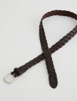 Doheny Belt Dark Brown/Nickel Braided Buckle Italian Leather Belt ACCESSORIES Photo 1