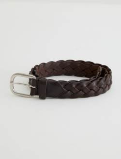 Doheny Belt Dark Brown/Nickel Braided Buckle Italian Leather Belt ACCESSORIES Photo 4