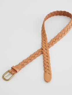 Doheny Belt Natural/Brass Braided Buckle Italian Leather Belt ACCESSORIES Photo 1