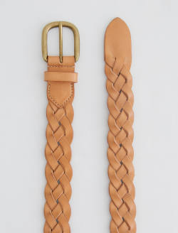 Doheny Belt Natural/Brass Braided Buckle Italian Leather Belt ACCESSORIES Photo 2
