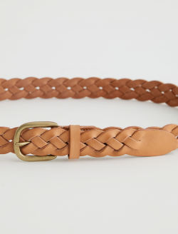 Doheny Belt Natural/Brass Braided Buckle Italian Leather Belt ACCESSORIES Photo 3