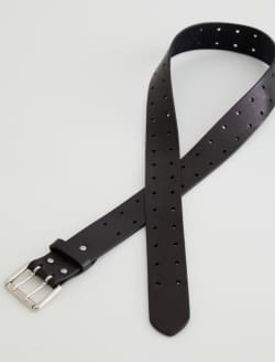 Bardon Belt Black/Nickel Double Prong Italian Leather Belt ACCESSORIES Photo 1