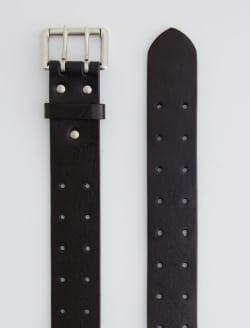 Bardon Belt Black/Nickel Double Prong Italian Leather Belt ACCESSORIES Photo 2