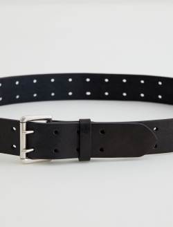 Bardon Belt Black/Nickel Double Prong Italian Leather Belt ACCESSORIES Photo 3