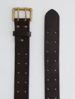 Bardon Belt Dark Brown/Brass Double Prong Italian Leather Belt ACCESSORIES Photo 2