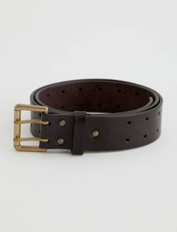 Bardon Belt Dark Brown/Brass Double Prong Italian Leather Belt ACCESSORIES Photo 4
