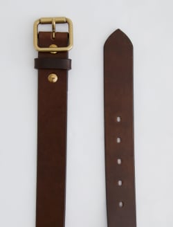 Florence Belt Brown/Brass Classic Buffed Italian Leather Belt ACCESSORIES Photo 2