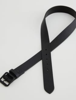 Florence Belt Black/Black Classic Pebbled Italian Leather Belt ACCESSORIES Photo 1