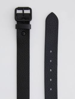 Florence Belt Black/Black Classic Pebbled Italian Leather Belt ACCESSORIES Photo 2