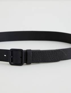 Florence Belt Black/Black Classic Pebbled Italian Leather Belt ACCESSORIES Photo 3