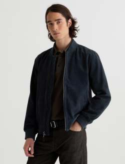 Dayton Bomber Jacket Midnight Chateau Suede Classic Fit Bomber Jacket MENS TOPS Photo 7