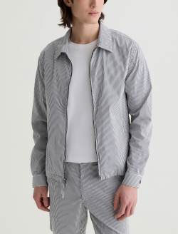 Philip Zip Jacket Charcoal Stripe Modern Chore Coat MENS TOPS Photo 2
