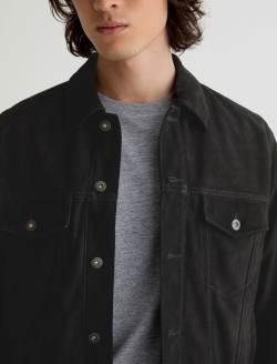 Dart Suede Jacket Super Black Suede Classic Trucker MENS TOPS Photo 3