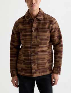 Leon Jacket Mocha Pitch Jacquard Chore Coat MENS TOPS Photo 2