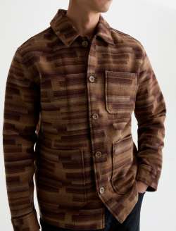 Leon Jacket Mocha Pitch Jacquard Chore Coat MENS TOPS Photo 3