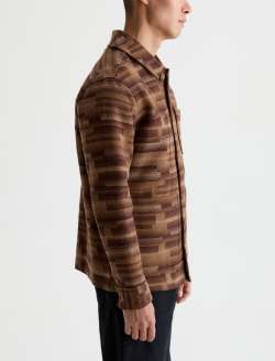 Leon Jacket Mocha Pitch Jacquard Chore Coat MENS TOPS Photo 4