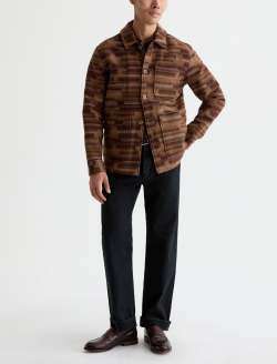 Leon Jacket Mocha Pitch Jacquard Chore Coat MENS TOPS Photo 5