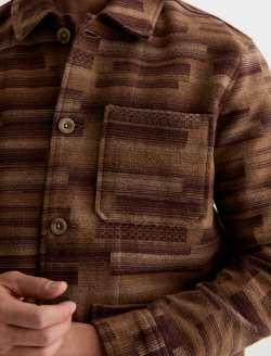 Leon Jacket Mocha Pitch Jacquard Chore Coat MENS TOPS Photo 6