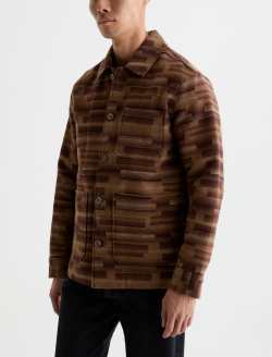 Leon Jacket Mocha Pitch Jacquard Chore Coat MENS TOPS Photo 7