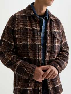 Grant Jacket Brown/White Heavyweight Overshirt MENS TOPS Photo 3