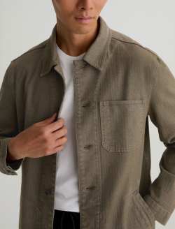 George Herringbone Jacket Dusty Sage Utility Shirt Jacket MENS TOPS Photo 3