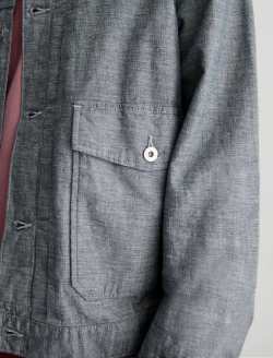Sid Linen Jacket Sterling Pleated Trucker MENS TOPS Photo 6