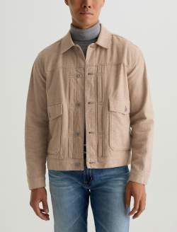 Sid Jacket Melange Camel Pleated Trucker MENS TOPS Photo 2