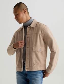 Sid Jacket Melange Camel Pleated Trucker MENS TOPS Photo 7