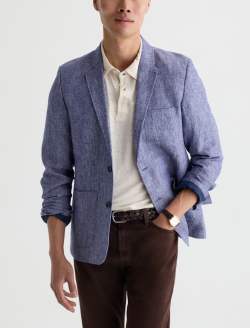 Leo Linen Blazer Deep Navy Classic Fit MENS TOPS Photo 2