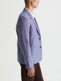 Leo Linen Blazer Deep Navy Classic Fit MENS TOPS Photo 4