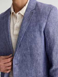 Leo Linen Blazer Deep Navy Classic Fit MENS TOPS Photo 6