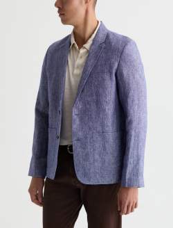 Leo Linen Blazer Deep Navy Classic Fit MENS TOPS Photo 7