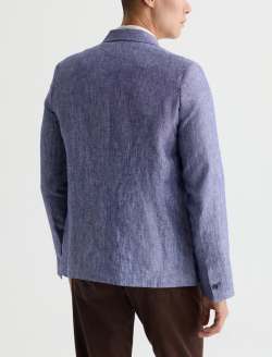 Leo Linen Blazer Deep Navy Classic Fit MENS TOPS Photo 8
