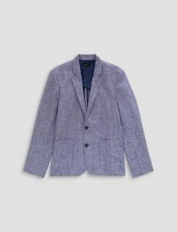 Leo Linen Blazer Deep Navy Classic Fit MENS TOPS Photo 1