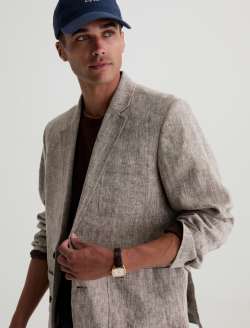 Leo Linen Blazer Oak Barrel Classic Fit MENS TOPS Photo 3