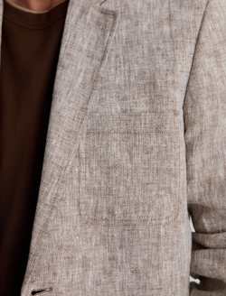 Leo Linen Blazer Oak Barrel Classic Fit MENS TOPS Photo 6