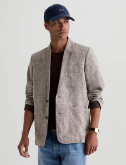 Leo Linen Blazer Oak Barrel Classic Fit MENS TOPS Photo 7