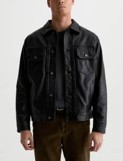 Sid Leather Jacket Black Leather Pleated Trucker MENS TOPS Photo 2