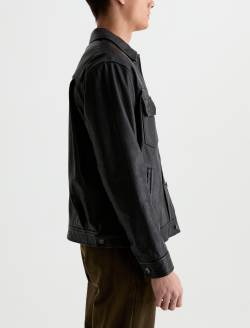 Sid Leather Jacket Black Leather Pleated Trucker MENS TOPS Photo 4
