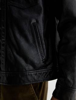 Sid Leather Jacket Black Leather Pleated Trucker MENS TOPS Photo 6