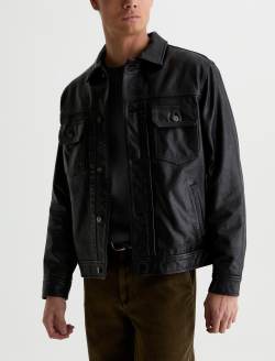 Sid Leather Jacket Black Leather Pleated Trucker MENS TOPS Photo 7