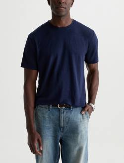 Bryce Crew Deep Navy Classic Linen Tee MENS TOPS Photo 2